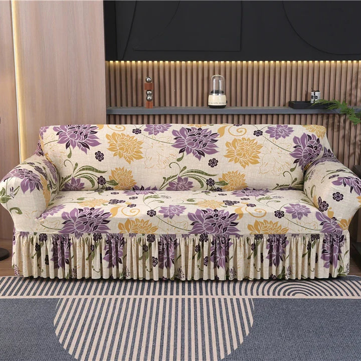 Capa de Sofá Estampada Floral com Babado 1 a 4 Lugares