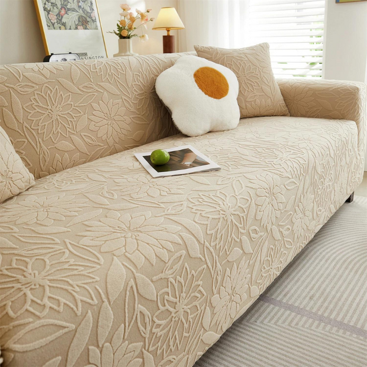 Capa de Sofá Jacquard Floral Impermeável para Casas com Pets