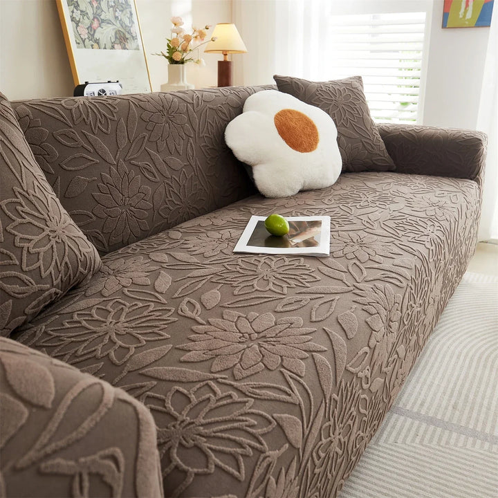 Capa de Sofá Jacquard Floral Impermeável para Casas com Pets