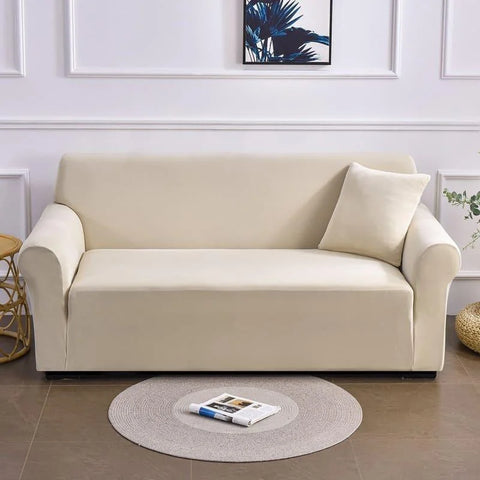 Capa De Sofá Stretch Ajustável Lisa Bege