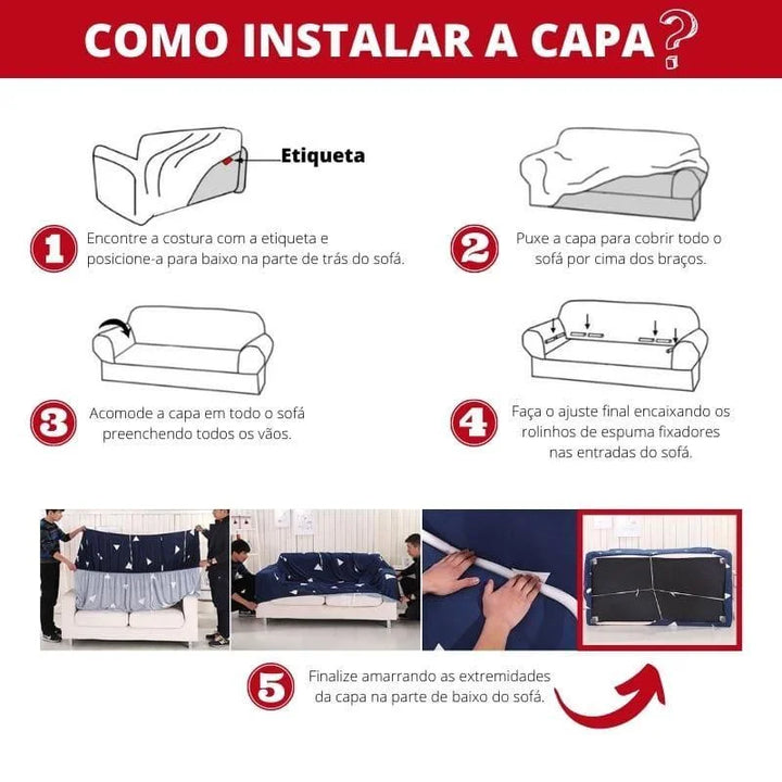 Capa De Sofá Stretch Ajustável Lisa Creme
