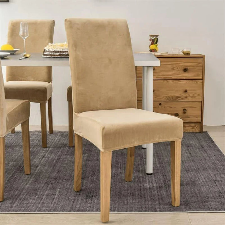Capa Deluxe Para Cadeira de Jantar em Suede Bege