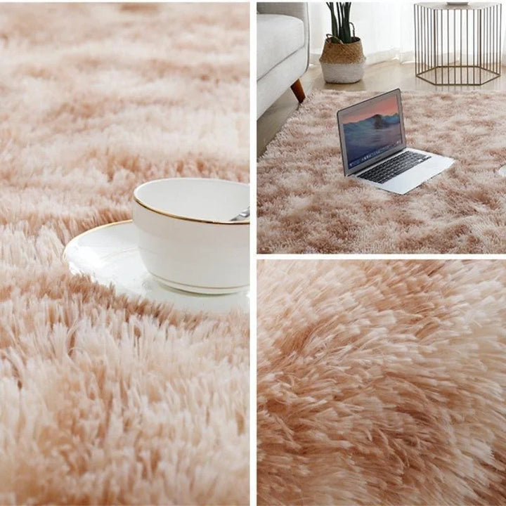 Tapete Cáqui Mescla Felpudo Antiderrapante para Sala – Seguro e Elegante